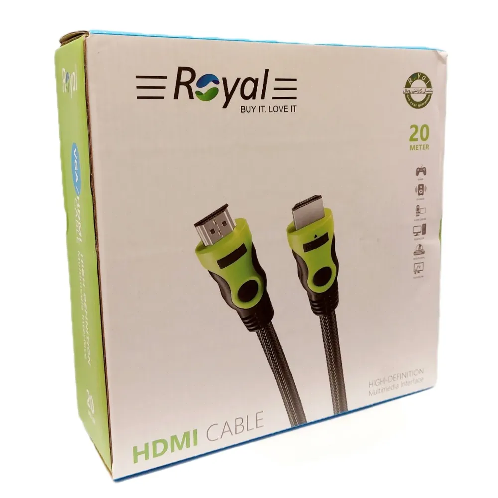 کابل اچ دی ام ای HDMI کنفی رویال ROYAL به طول 20 متر