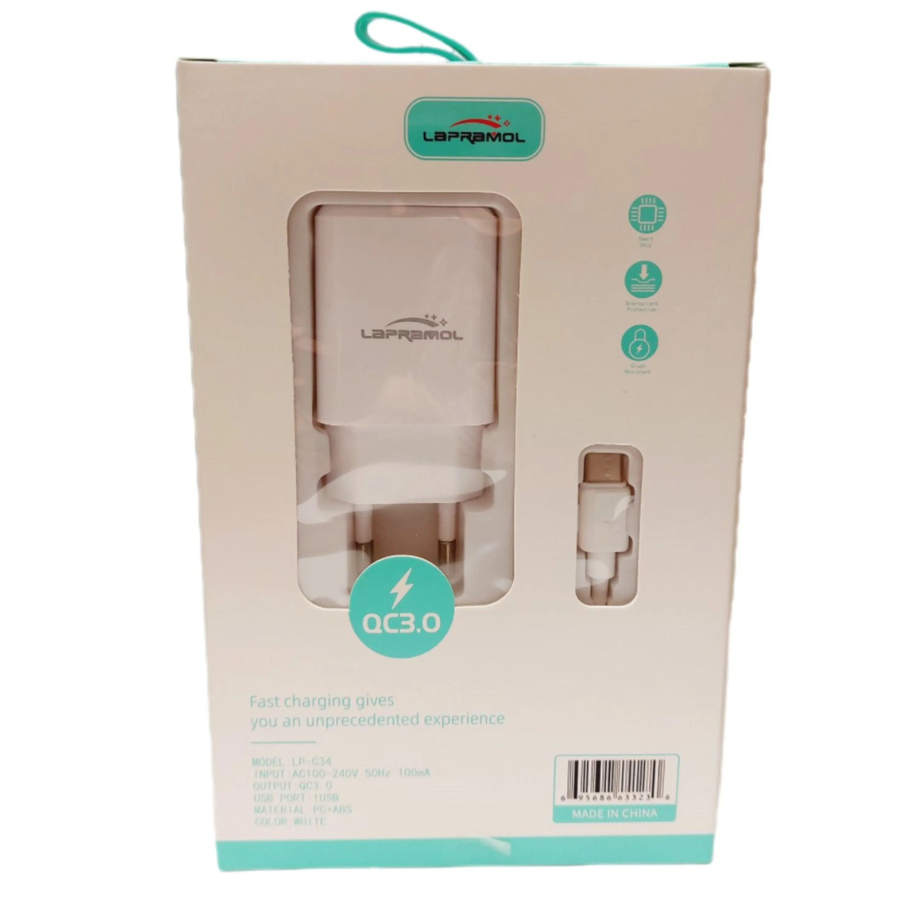 شارژر 18 وات فست لاپرامول با کابل تایپ سی| LP-C34 شارژر 18 وات فست لاپرامول با کابل تایپ سی| LP-C34