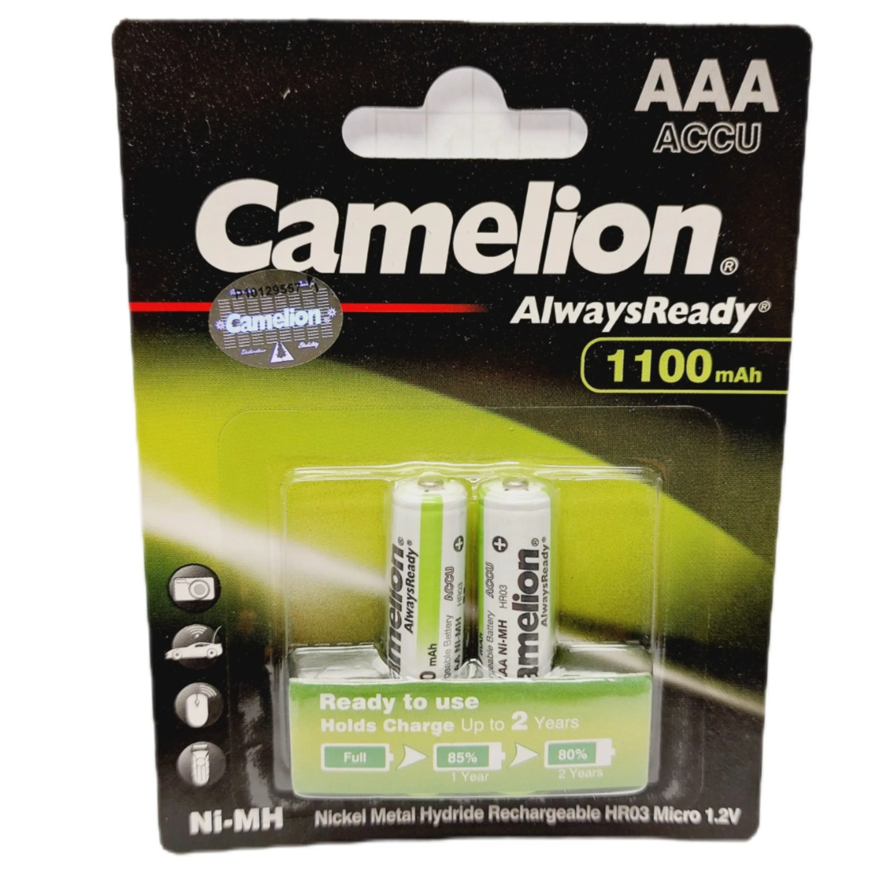 باتری نیم قلم شارژی کملیون دوتایی 1100mAh CAMELION