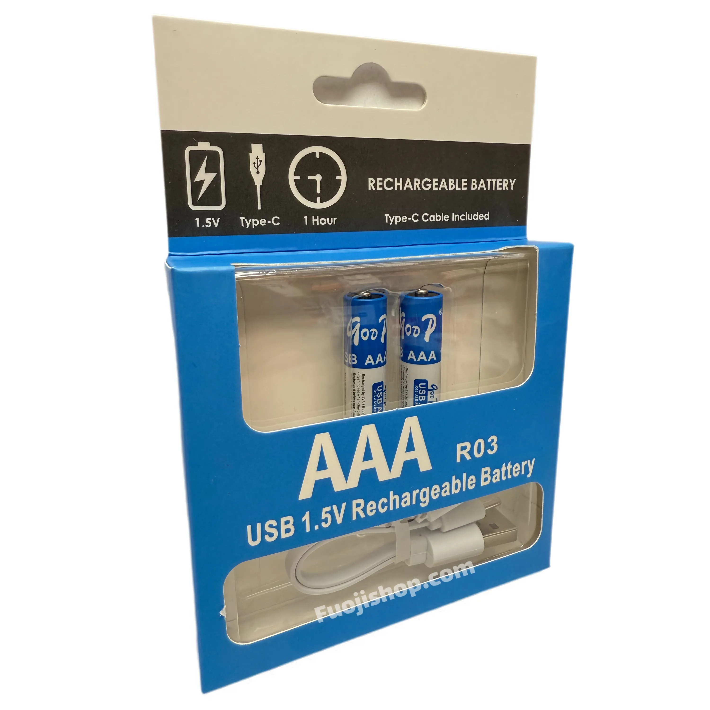 باتری نیم قلمی شارژی تایپ سی qoop R03 AAA