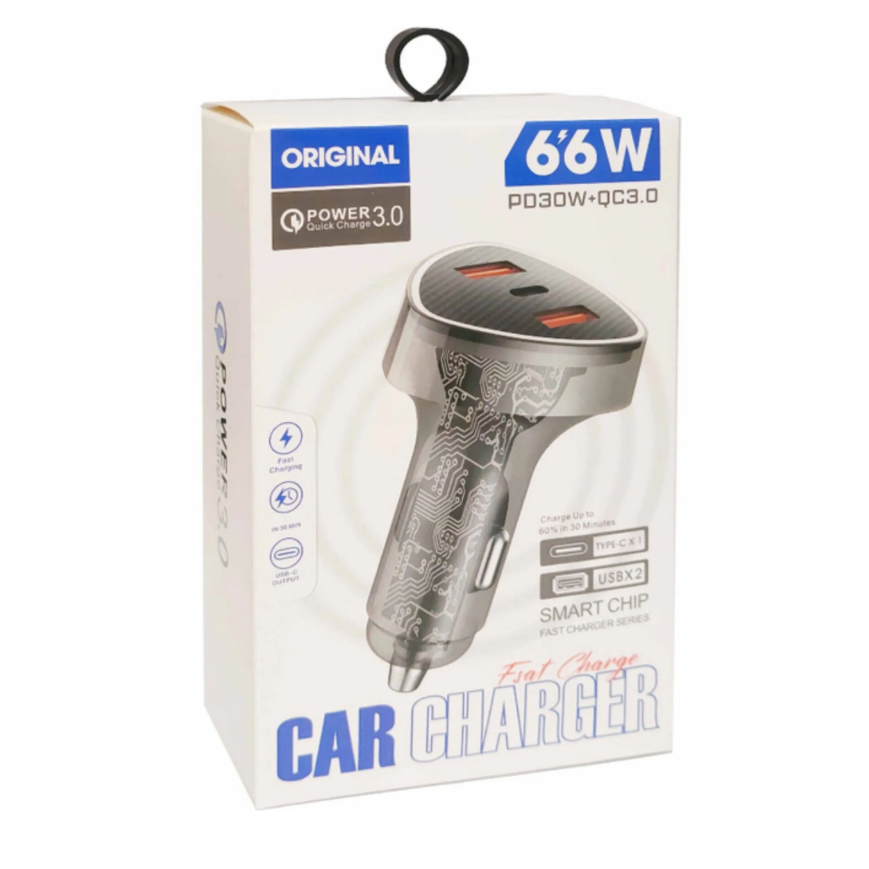 شارژر فندکی فست شارژ 66 وات 3 پورت مدل ZF120