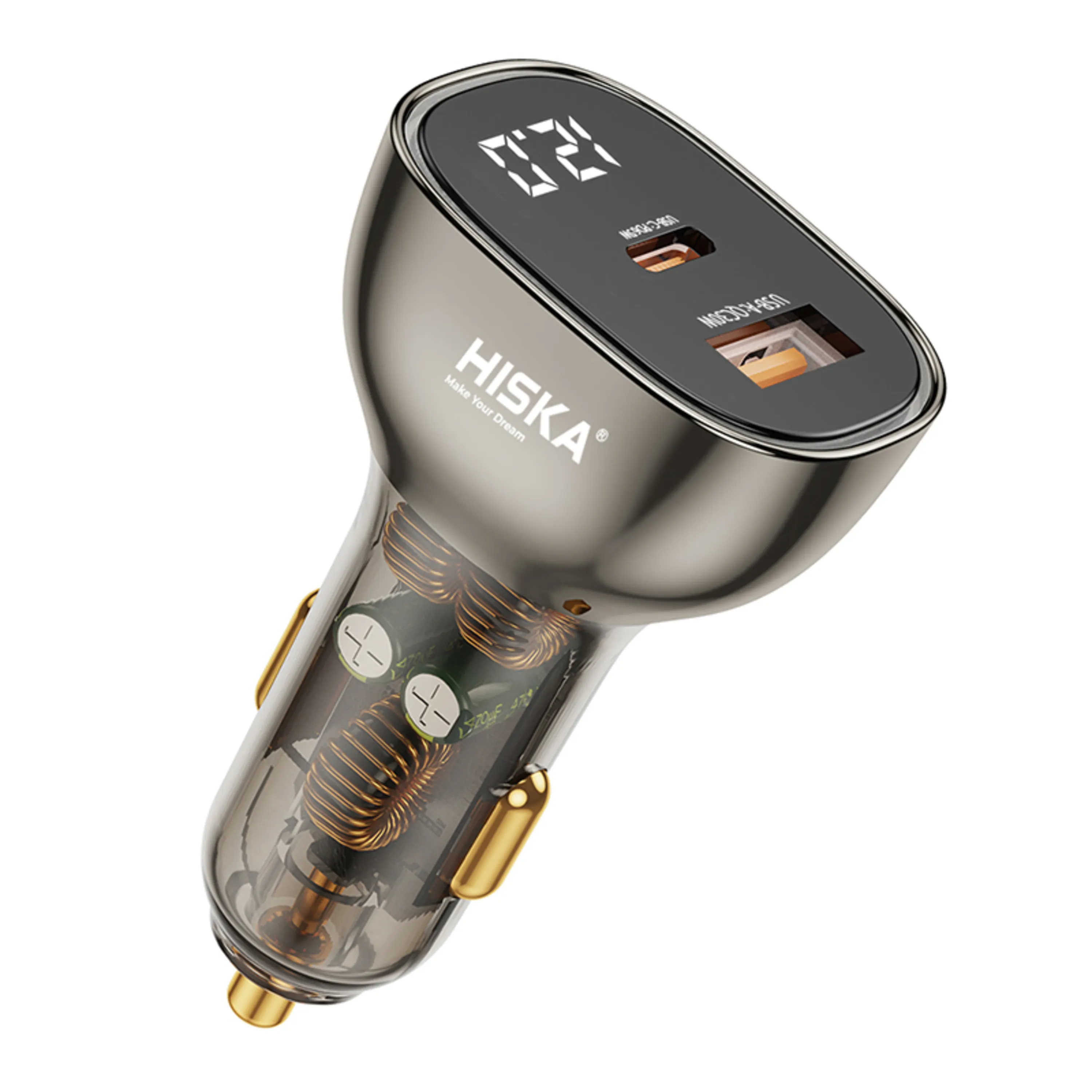 شارژر فندکی فست شارژ هیسکا HISKA 95W مدل HCC-326
