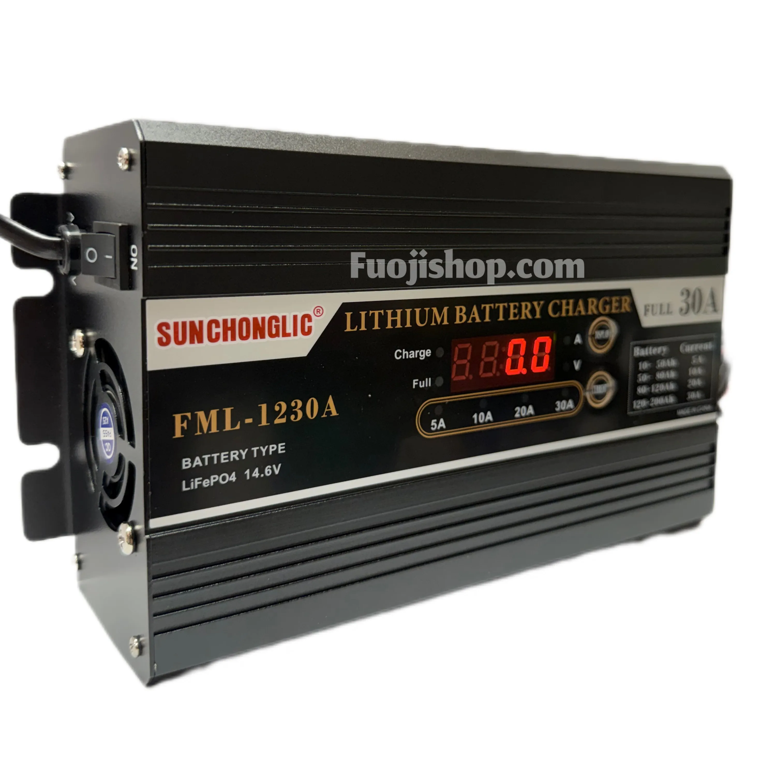 شارژر باتری 12 ولت 30 آمپر اتوماتیک مخصوص باتری لیتیوم فسفات مدل FML-1230A SUNCHONGLIC
